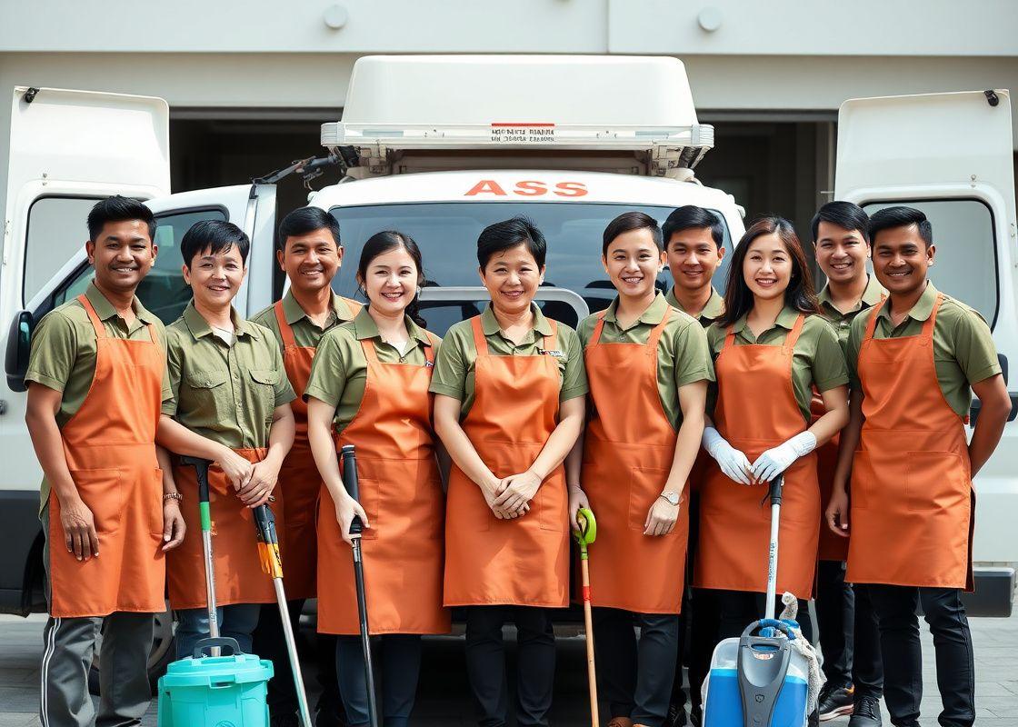 The Brightforge cleaning team beside their service van